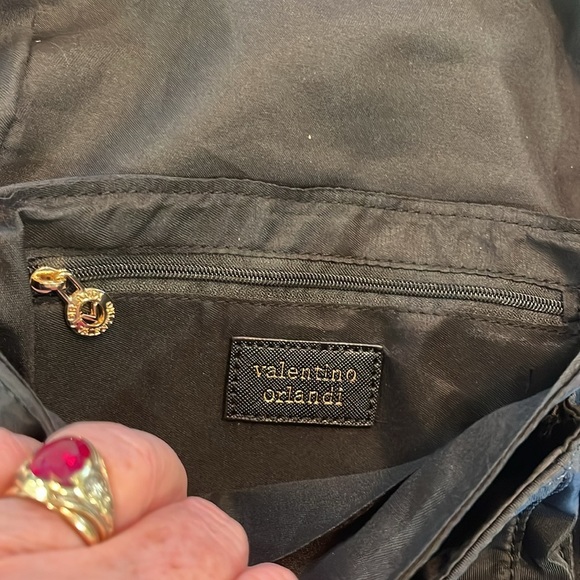 Valentino Orlandi Crossbody Bag Black Vegan Leather Nylon Wallet Zip Picket NWT - Picture 10 of 16